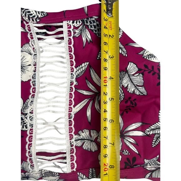 Adore Me Red Bandeau Floral Bikini Top Size Medium M - Picture 4 of 5